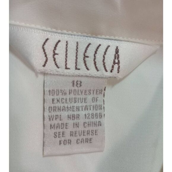 Sellecca Shirt Ladies 18 Button Front Short Sleeve White‎ Embroidered Semi Sheer - Picture 7 of 8